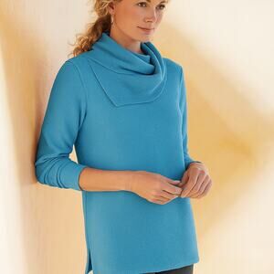 NWT SOFT SURROUNDINGS textured enamel blue playa pullover tunic size medium